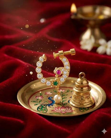 Designer Press Nose Ring with Pearl