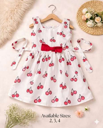 Sleeveless Cherry Bow Frock
