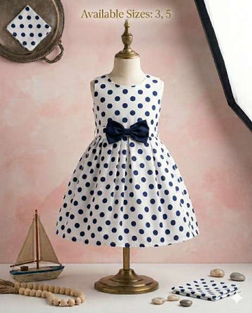 Classic Navy Polka Dot Bow Frock