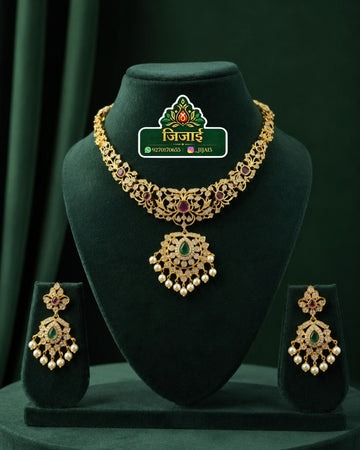 Emerald & Ruby Kundan Necklace Set