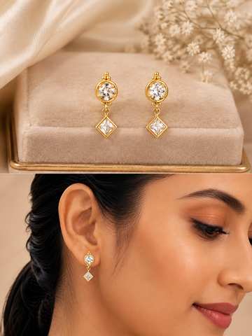 Pancha loham Gold Solitaire Drop Earrings with Kite Charm