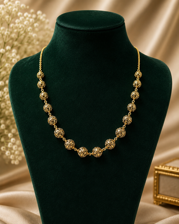 Antique Gold Filigree Bead Necklace