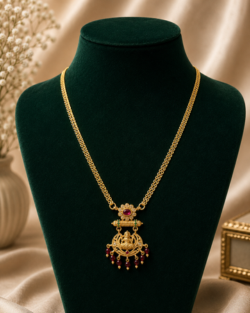 Goddess Lakshmi Ruby Pendant Necklace