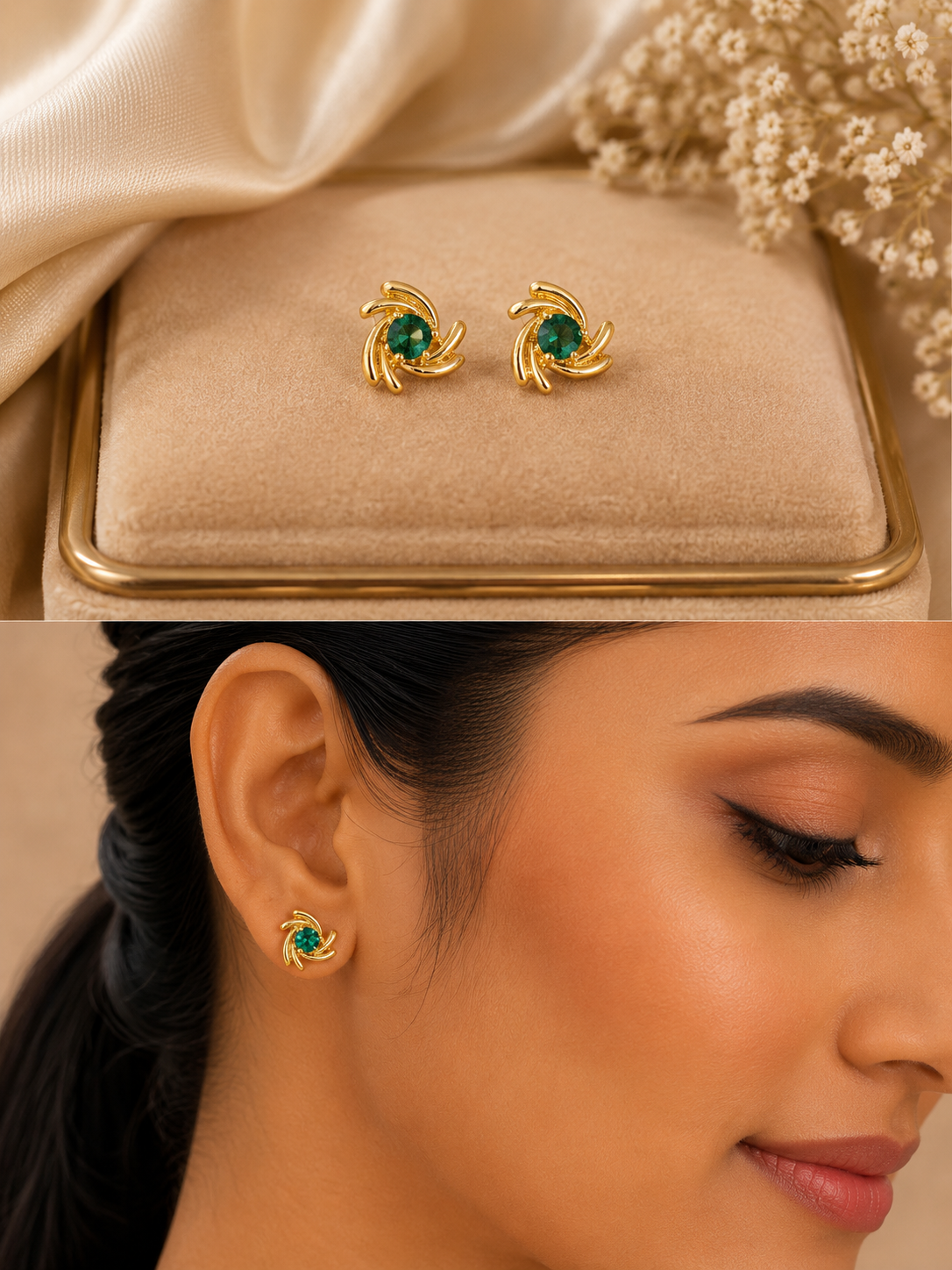Emerald Twist Stud Earrings